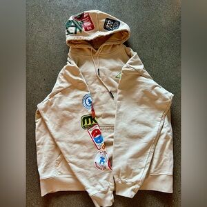 Market Cream Hooded Sweatshirt with Colorful Patch Details